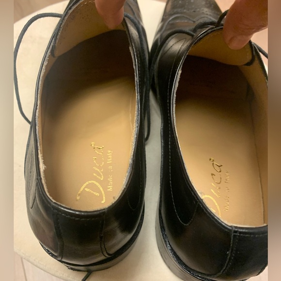 DUCA Black Leather Dress Shoes Size 44/ US 10 - Picture 12 of 15